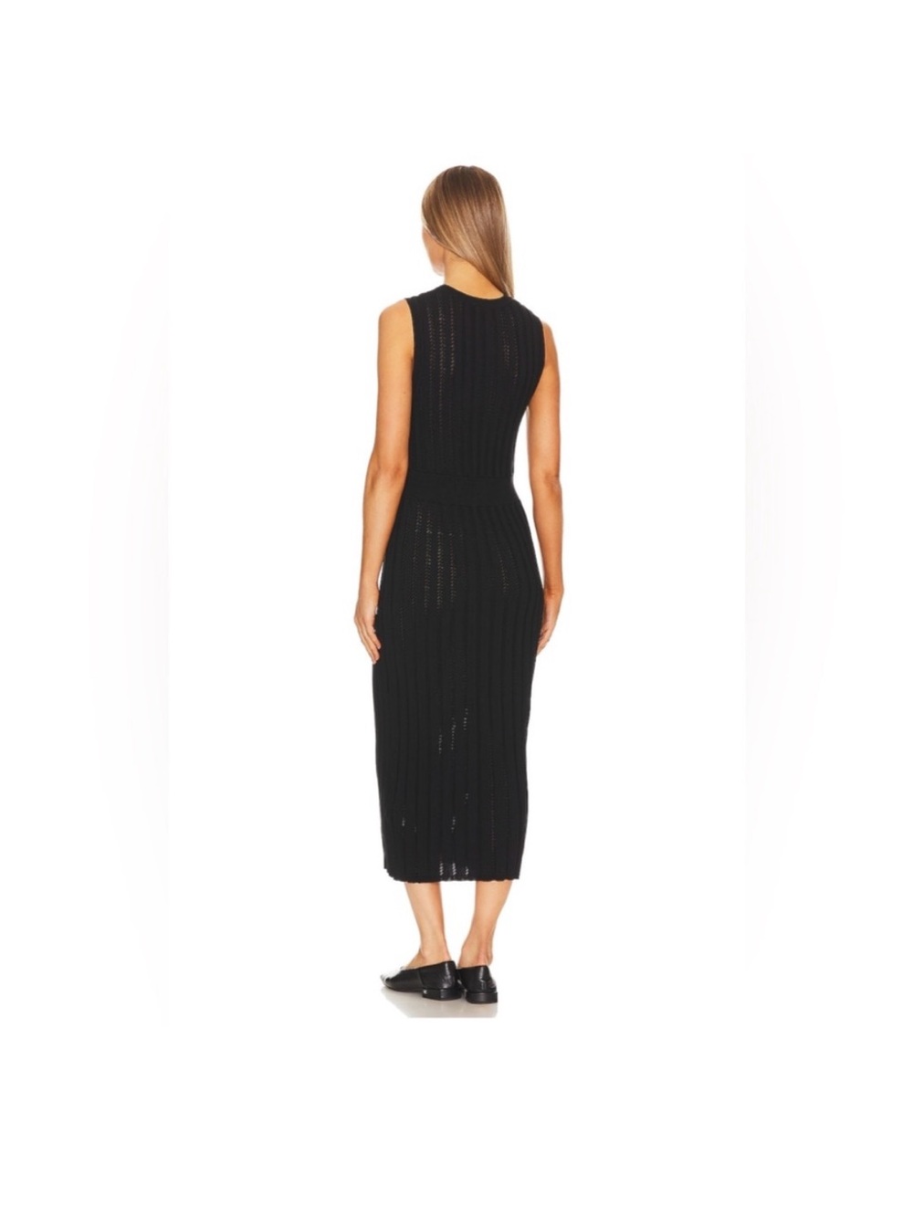 Varley Florian Black Knit Midi Dress Size Large - Picture 3 of 9